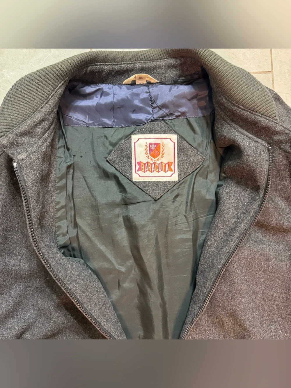 Vintage Baracuta Mens Gray Wool/Rayon Blend Bomber Harrington Jacket- XL